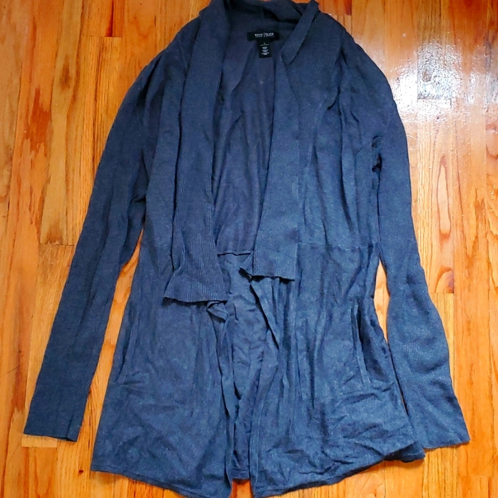 White house black market large grey sweater wrap jacket